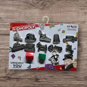 Crocs Jibbitz Charms Monopoly Set - Silver, Red, Green, Game Pieces